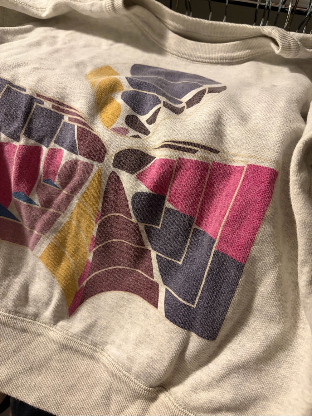 Isabel Marant Beige Sweatshirt with Navy, Pink & Mustard Graphic - Picture 4 of 5